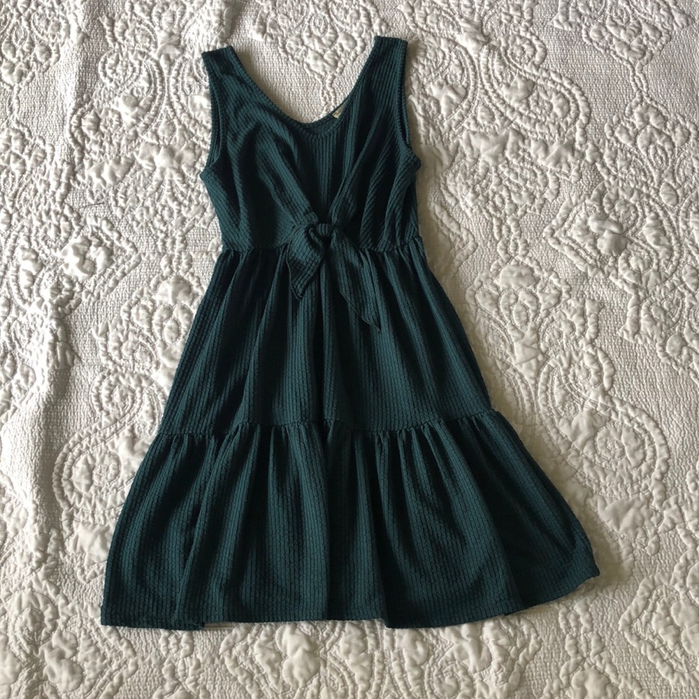 A dark green dress